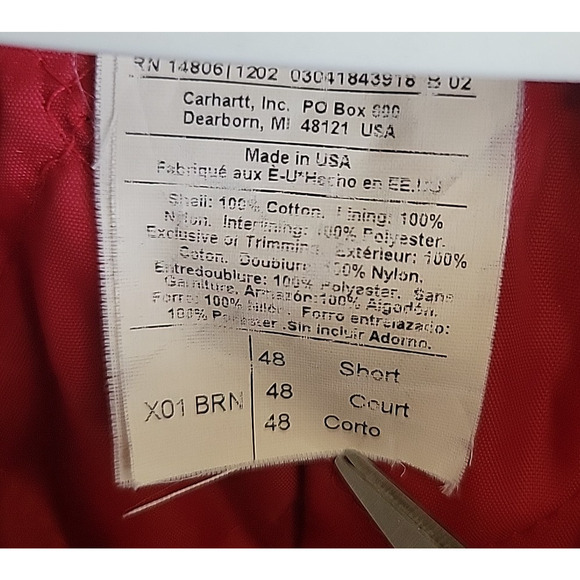 Carhartt Insulated Quilted Men Coverall Duck Brown Made in USA - Size 48 Short - Picture 9 of 12